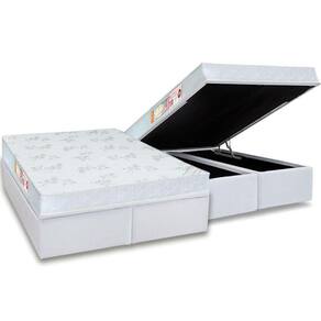 Cama Box Baú King: Colchão Espuma D33 Castor Sleep Max Relax + Base CRC Courano White(193x203)