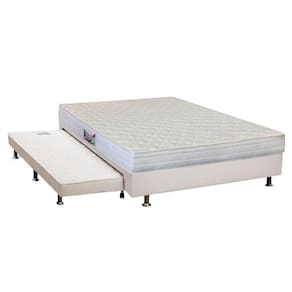 Cama Box c/Auxiliar Casal: Colchão Espuma Herval AG65 Frontier + Base CRC Courano Branco(138x188)