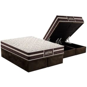Cama Box Baú Queen: Colchão Ortopédico Probel Guarda Costas Extra Firme + Base CRC Suede Brown(158x198)
