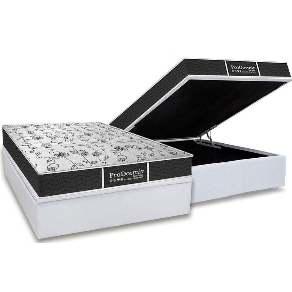 Cama Box Baú Casal: Colchão Molas Probel Prolastic ProDormir Sleep + Base CRC Courano White(138x188)