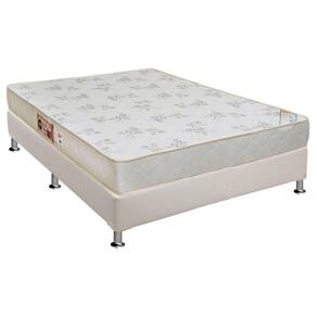 Cama Box Casal: Colchão Espuma D33 Castor Sleep Max Relax + Base CRC Courano White(138x188)
