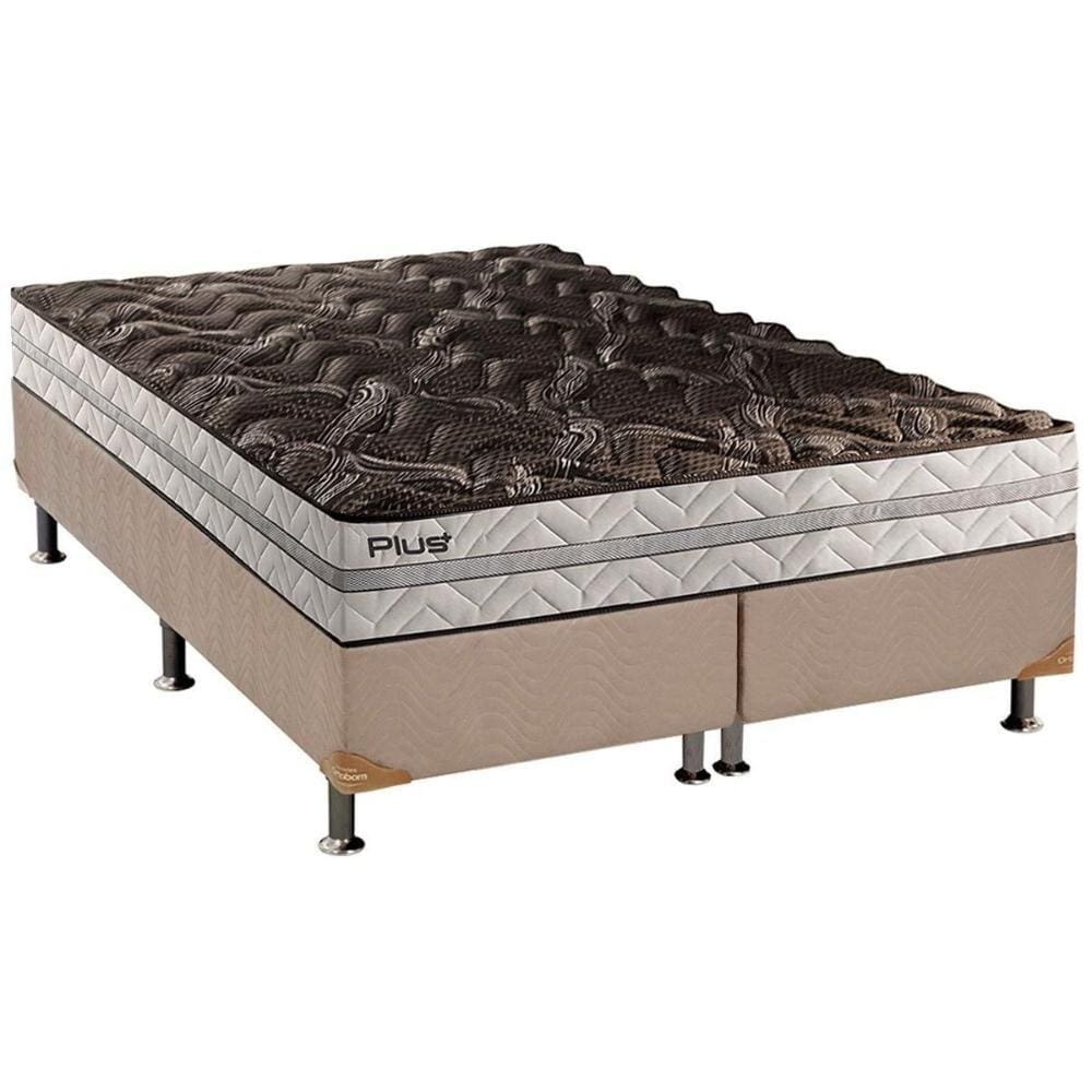 Cama Box Queen: Colchão Espuma D33 Paropas Pasquale Plus + Base CRC Suede Clean(158x198)