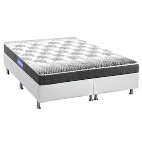 Cama Box Queen: Colchão Espuma Probel Guarda Costas Resistente + Base CRC Courano White(158x198)