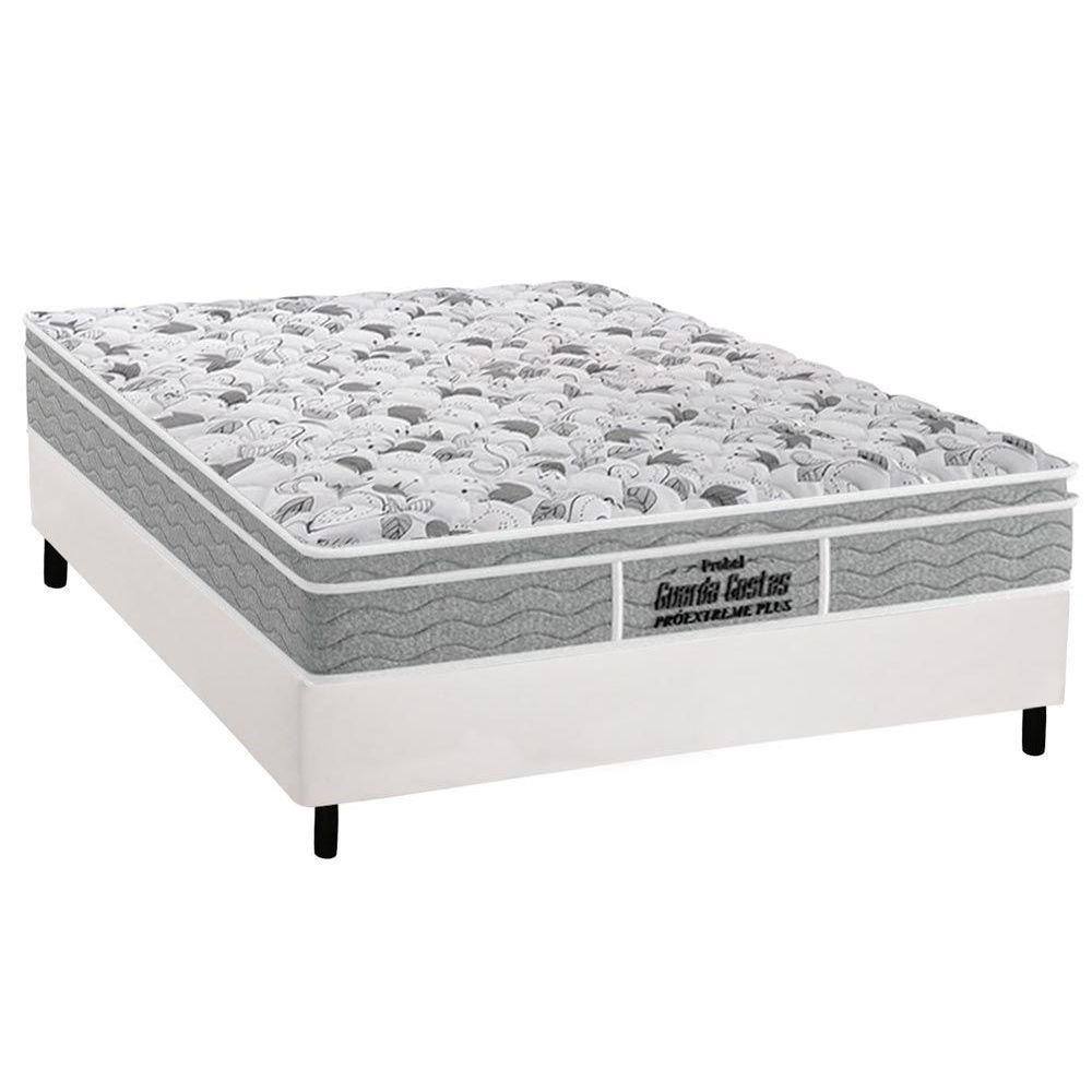 Cama Box Casal: Colchão Anatômico Probel D45/EP Guarda Costas Próextreme Plus + Base CRC Courano White(138x188)