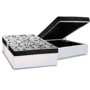 Cama Box Baú Casal: Colchão Espuma Probel D23 ProDormir Advanced + Base CRC Courano White(138x188)