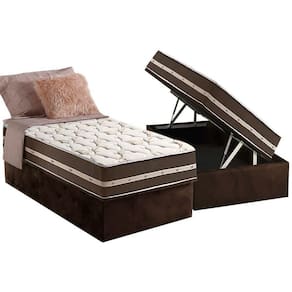 Cama Box Baú Solteiro: Colchão Molas Anjos Superlastic Classic + Base CRC Suede Brown(88x188)