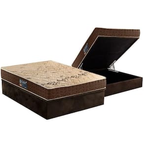 Cama Box Baú Casal: Colchão Espuma Anjos D28 Confort + Base CRC Suede Brown(138x188)