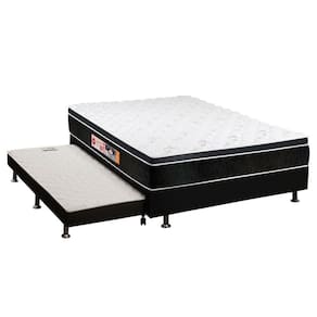 Cama Box c/Auxiliar Casal: Colchão Espuma Castor D33 Black e White + Base CRC Courano Black(138x188)