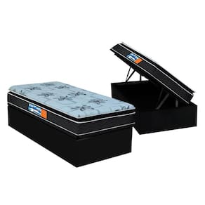 Cama Box Baú Solteiro: Colchão Anatômico Probel D28 Guarda Costas Premium Multi Firme + Base CRC Suede Black(88x188)