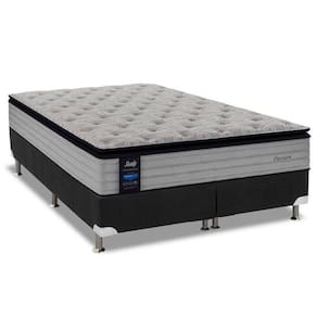 Cama Box Queen: Colchão Molas Sealy Posturepedic Passion + Base CRC Suede Black(158x198)