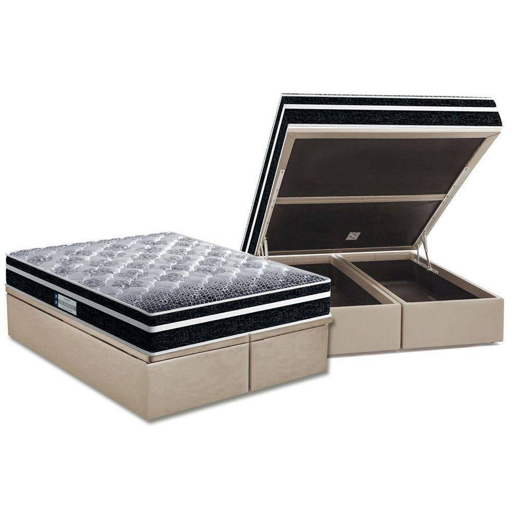 Cama Box Baú Queen: Colchão Anatômico Probel D33 / EP ProDormir Advanced Tech1500 Plus + Base CRC Suede Clean(158x198)