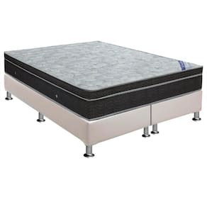 Cama Box Queen: Colchão Molas Bonnel Ortobom Nanolastic Light + Base CRC Courano White(158x198)