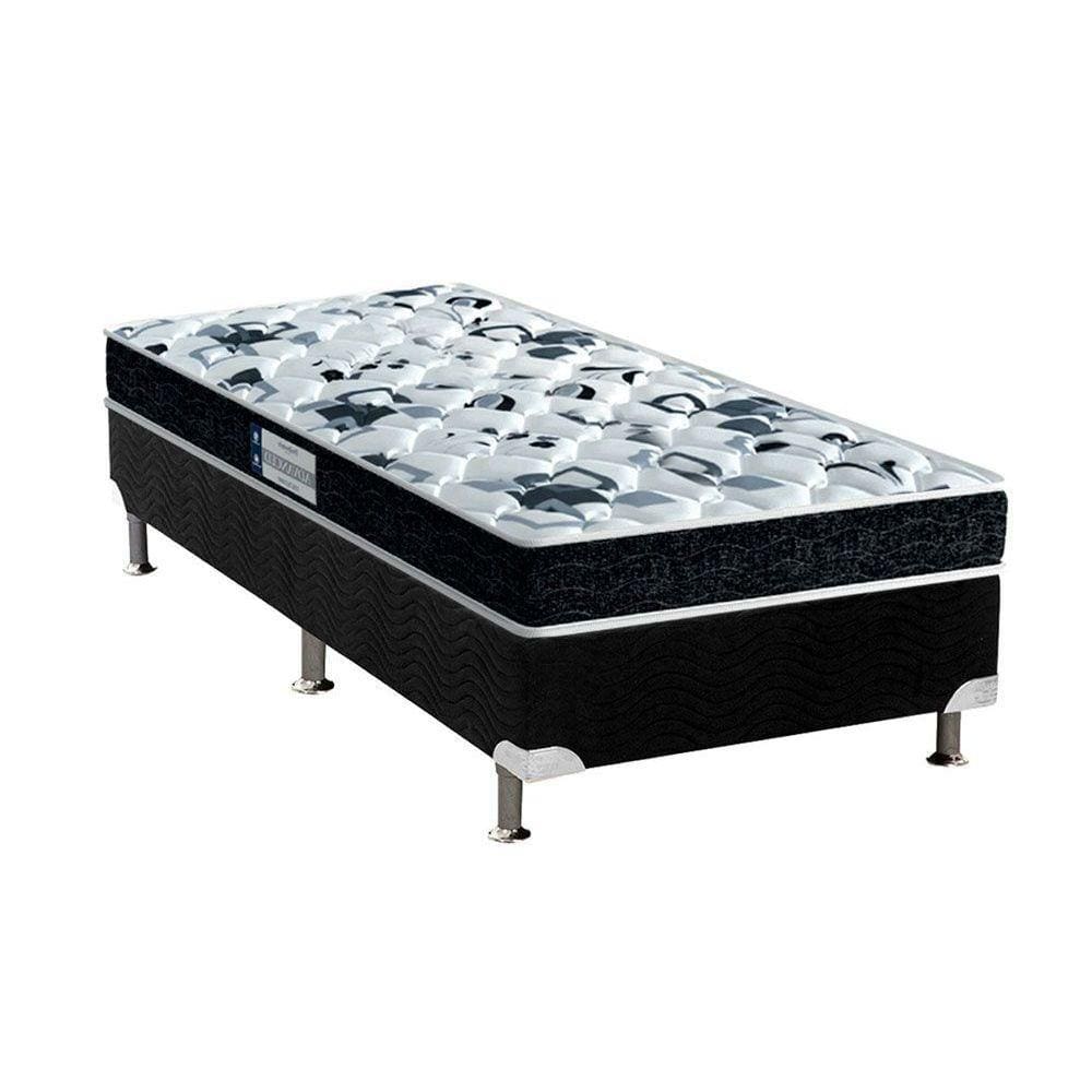 Cama Box Solteiro: Colchão Anatômico Probel D28/EP Advanced Tech1000 + Base CRC Suede Black(88x188)