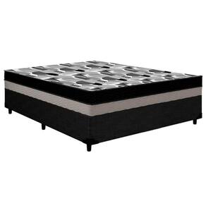 Cama Box Casal: Colchão Anatômico Ortobom D33/EP ISO 100 Double Face + Base CRC Courano Black(138x188x20)