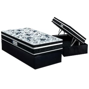 Cama Box Baú Solteiro: Colchão Anatômico Probel D28 / EP ProDormir Advanced Tech1000 Plus + Base CRC Suede Gray(88x188)