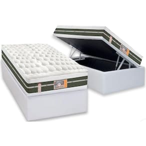 Cama Box Baú Solteiro: Colchão Molas Bonnel Castor Silver Star Air + Base CRC Courano White(88x188)