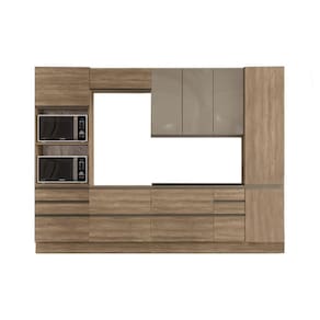 Kit de Cozinha Modulada 7 Peças Maxxi (2 Armários + 2 Balcões + 2 Paneleiros + 1 Complemento) C7P09 Nogal - Kappesberg