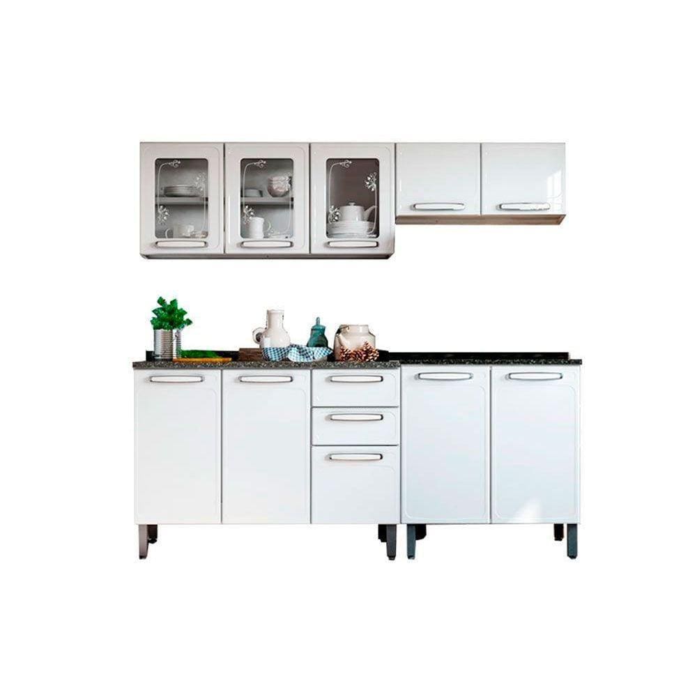 Cozinha Modulada Completa Evidence 4 Peças (2 Armários + 2 Balcões) C4P60 Branco - Bertolini