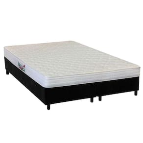 Cama Box Queen: Colchão Espuma Herval AG65 Frontier + Base CRC Suede Black(158x198)