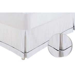 Saia Cama Box Solteiro Babado Ponto Palito Branco (90x190) - Ortobom