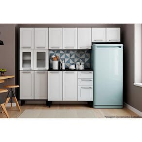 Kit de Cozinha Modulada 4 Peças Múltipla (2 Armários + 1 Balcão + 1 Paneleiro) C4P85 Branco - Bertolini