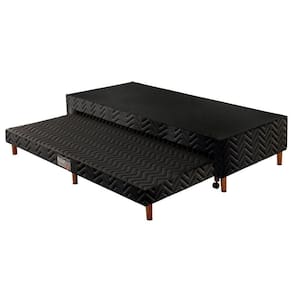 Cama Box Base c/Auxiliar Universal Solteiro Tecido Bordado Black (88x188x30) - Paropas