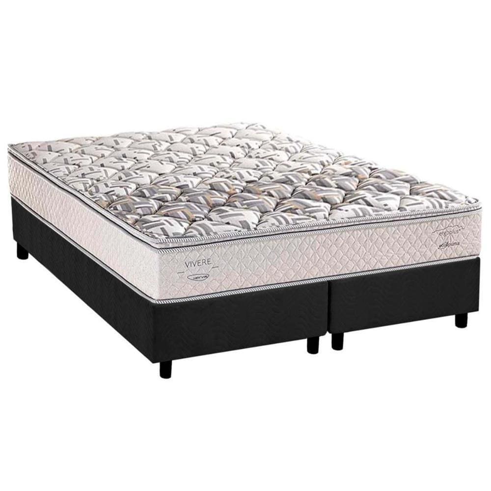 Cama Box Queen: Colchão Anatômico Herval ErgoPlus/EP + Base CRC Suede Gray(158x198)
