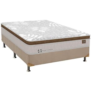 Cama Box Casal: Colchão Molas Sealy Posturepedic Doux Confort + Base Courano Bege(138x188)