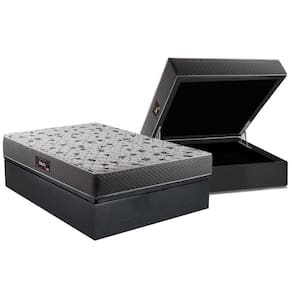 Cama Box Baú Casal: Colchão Anatômico Herval D28/EP Black + Base CRC Suede Gray(138x188)