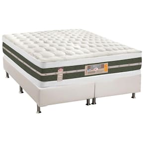 Cama Box Queen: Colchão Molas Bonnel Castor Silver Star Air DF + Base CRC Courano White(158x198)