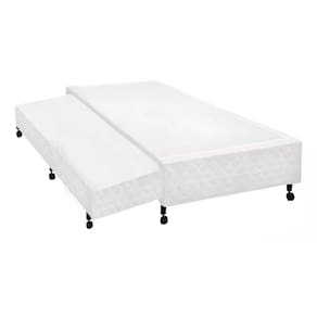 Cama Box Base c/Auxiliar Universal Solteiro Poli Tecido White (88x188x27) - Castor