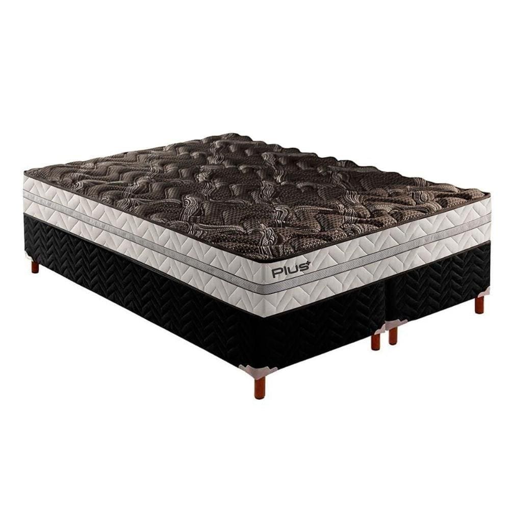 Cama Box Queen: Colchão Espuma D33 Paropas Pasquale Plus + Base CRC Suede Black(158x198)