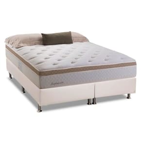Cama Box King: Colchão Molas Herval Bonnel Inspiracion + Base CRC Courano Branco(193x203)