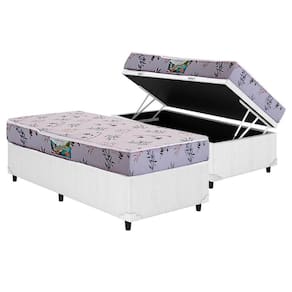 Cama Box Baú Solteiro: Colchão Espuma Herval D28 St. Louis + Base CRC Courano White(88x188)