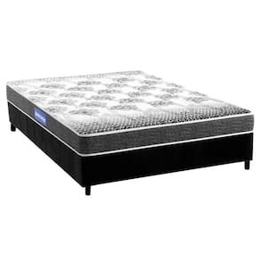 Cama Box Casal: Colchão Espuma Probel Guarda Costas Resistente + Base CRC Suede Black(138x188)
