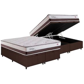 Cama Box Baú Queen: Colchão Molas Herval Maxspring Sublime + Base CRC Courano Brown(158x198)