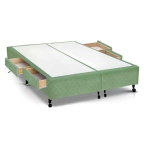 Cama Box Base c/Gavetas King Poli Tecido Green (193x27-c/4 Gavs) - Castor