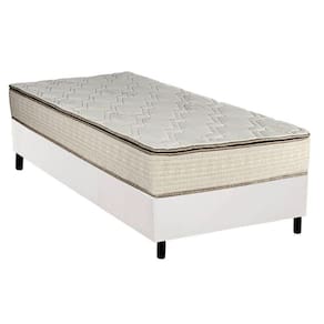 Cama Box Solteiro: Colchão Molas Bonnel Luckspuma Montreal Spring + Base CRC Courano White(88x188)