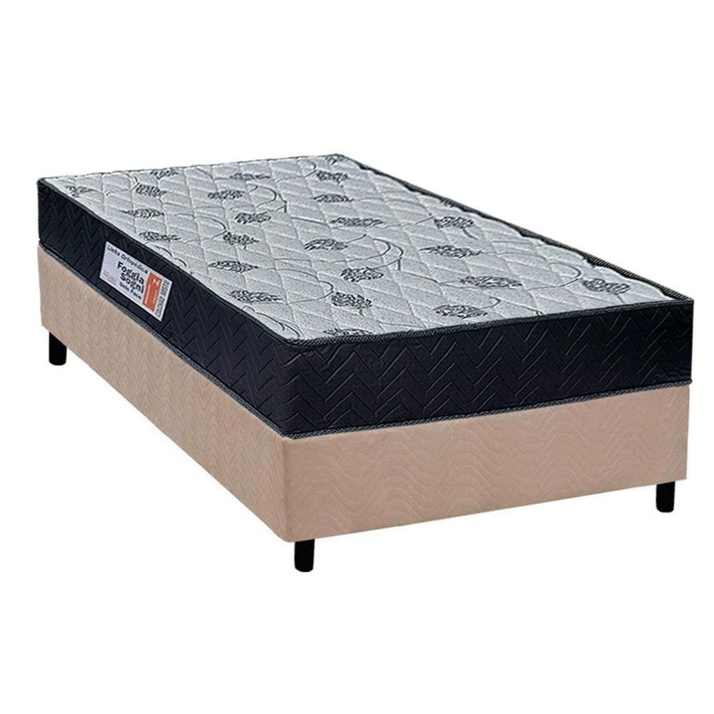 Cama Box Solteiro: Colchão Ortopédico Orthoflex Foggia Sogni Unic Face + Base CRC Suede Clean(88x188)