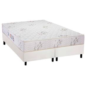 Cama Box King: Colchão Espuma D45 Luckspuma Gran Luck + Base CRC Courano White(193x203)