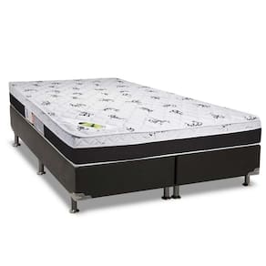 Cama Box Queen: Colchão Anatômico Luckspuma D33/AG65 Aspen 50 + Base CRC Suede Black(158x198)