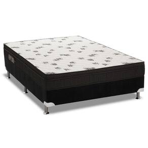 Cama Box Casal: Colchão Espuma D45 Ortobom Light Saúde Ortopilow + Base CRC Suede Black(138x188)