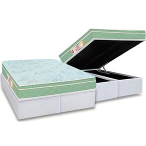 Cama Box Baú King: Colchão Espuma D33 Castor Sleep Max Euro Pillow + Base CRC Courano White(193x203)