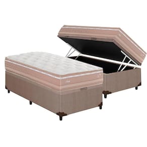 Cama Box Baú Solteiro: Colchão Molas Herval Maxspring Nesser + Base CRC Courano Clean(88x188)