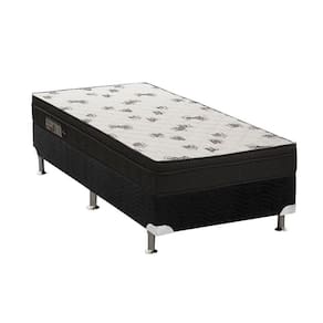 Cama Box Solteiro: Colchão Espuma D45 Ortobom Light Ortopilow + Base CRC Suede Black(88x188)