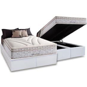 Cama Box Baú King: Colchão Molas Herval Maxspring American + Base CRC Courano White(193x203)