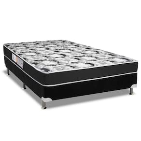 Cama Box Casal: Colchão Espuma Luckspuma D28 Celebrity + Base CRC Suede Black(138x188)