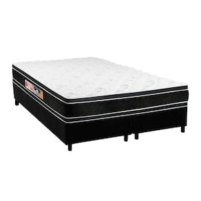 Cama Box King: Colchão Espuma D33 Castor Black e White Double Face + Base CRC Suede Black(193x203)