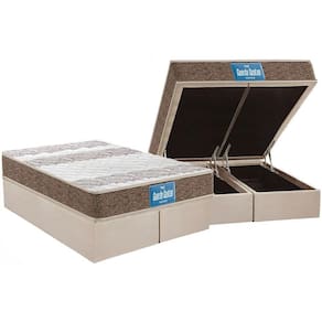 Cama Box Baú Queen: Colchão Anatômico Probel D33 / EP Guarda Costas PróIntense Plus Double Face + Base CRC Suede Clean(158x198)