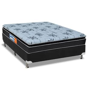 Cama Box Casal: Colchão Espuma Probel D28 Guarda Costas Premium Multi Firme + Base CRC Suede Black(138x188)
